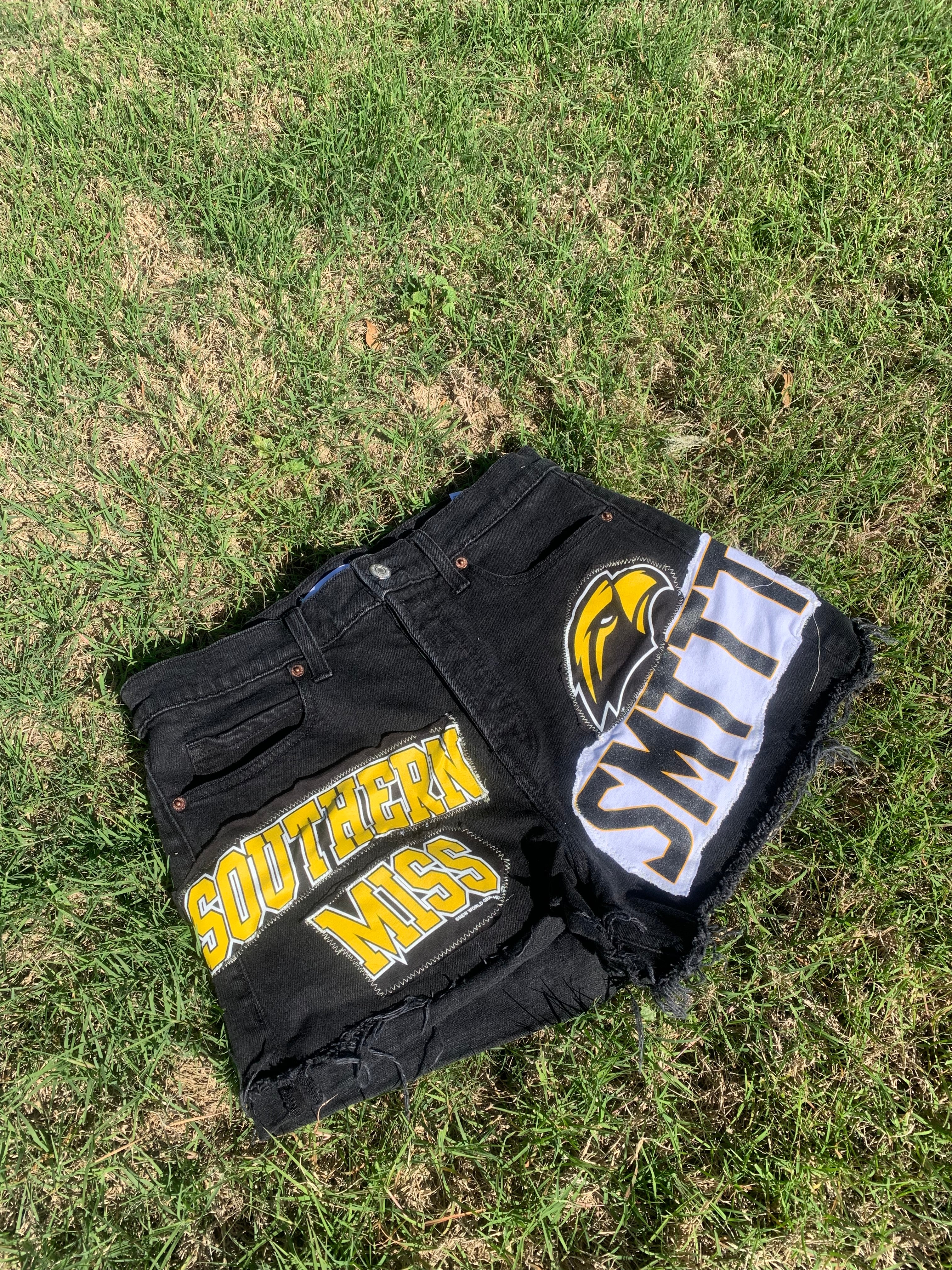 Southern miss patchwork denim