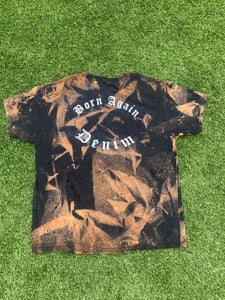 BORN AGAIN DENIM (DISTRESSED BLEACH / BLACK ) TEE