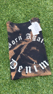 BORN AGAIN DENIM (DISTRESSED BLEACH / BLACK ) TEE